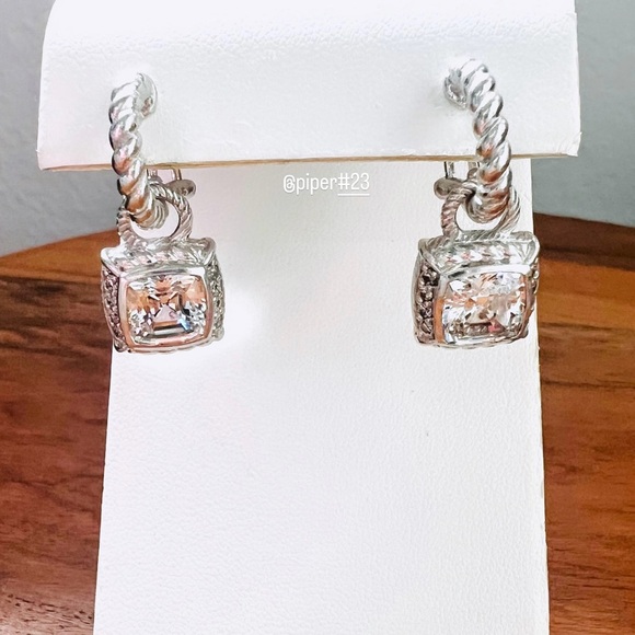 Judith Ripka 5.25 carat Asscher-cut Diamonique Sterling Silver Hoop Earrings - Picture 6 of 7